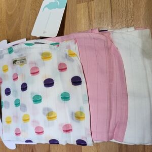 Nwt Baby Girls Organic Cotton Macaroon Muslin Blankets Lot Of 3 Moinca + Andy